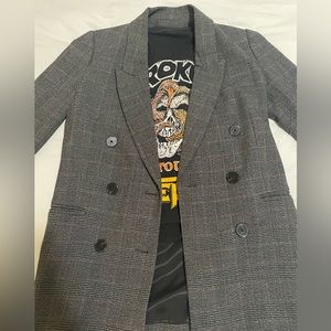 Zara Plaid Houndstooth Blazer XS